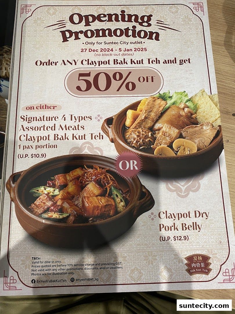 Menu page for En Yeohs Bak Kut Teh Suntec City 宴杨肉骨茶 新达城店