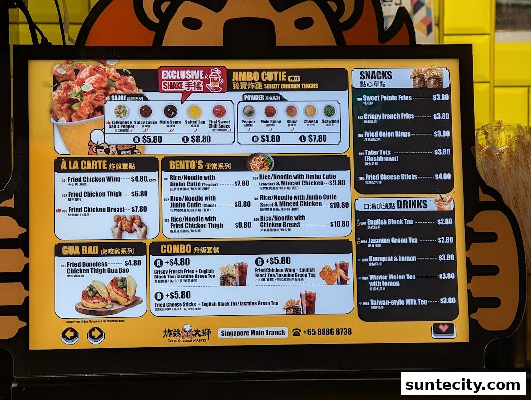Menu page for Fried Chicken Master - Suntec City