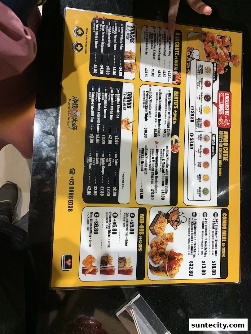 Menu page for Fried Chicken Master - Suntec City