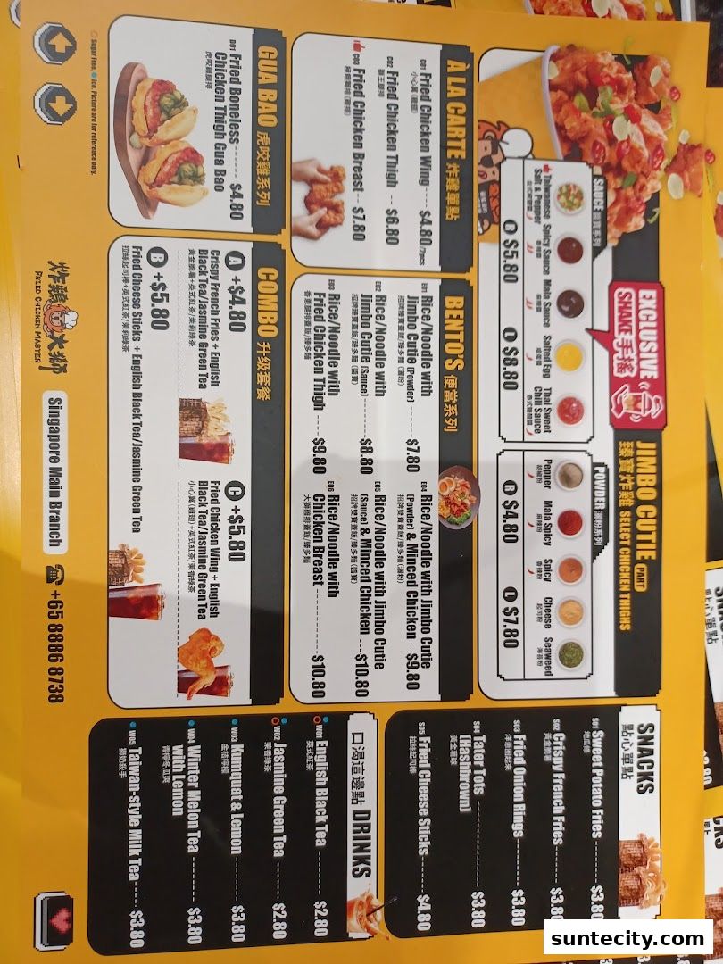 Menu page for Fried Chicken Master - Suntec City