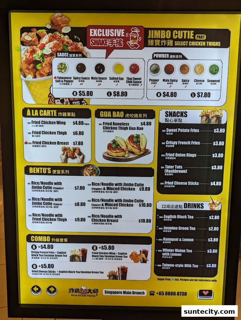 Menu page for Fried Chicken Master - Suntec City