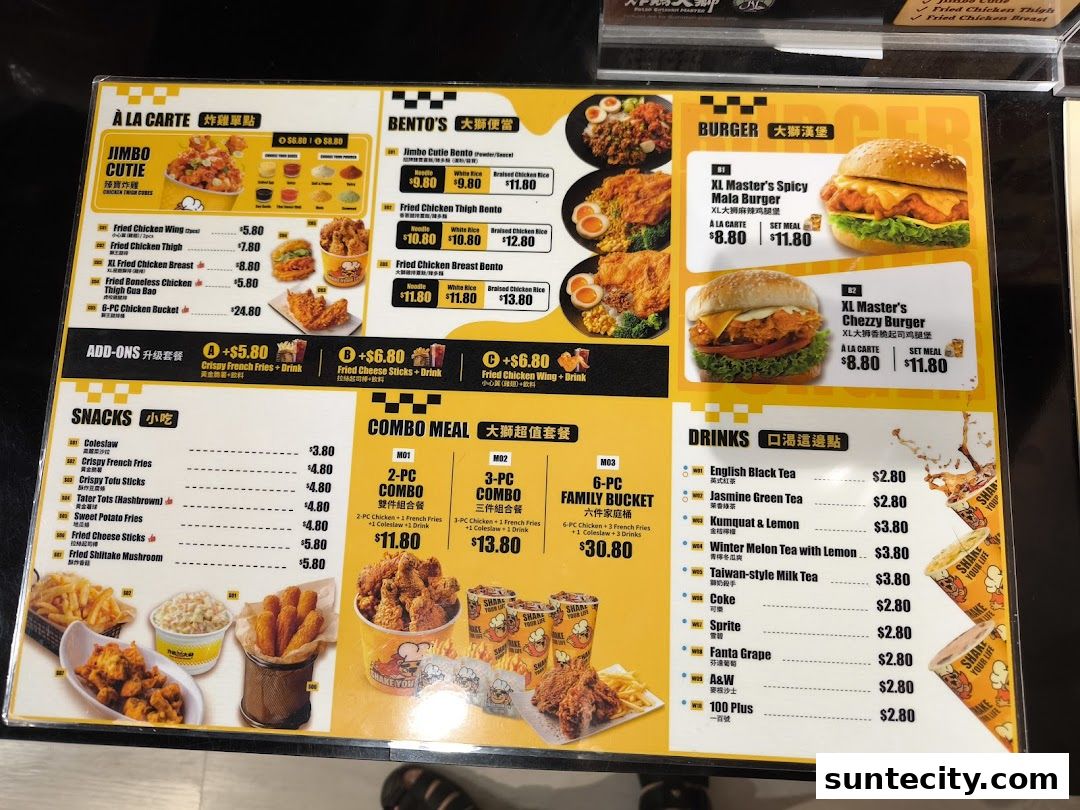 Menu page for Fried Chicken Master - Suntec City
