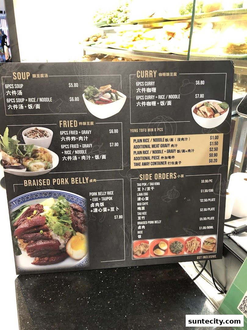 Menu page for FU LIN Yong Tau Foo