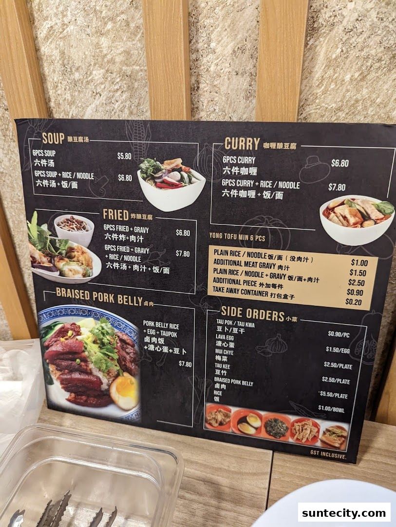 Menu page for FU LIN Yong Tau Foo