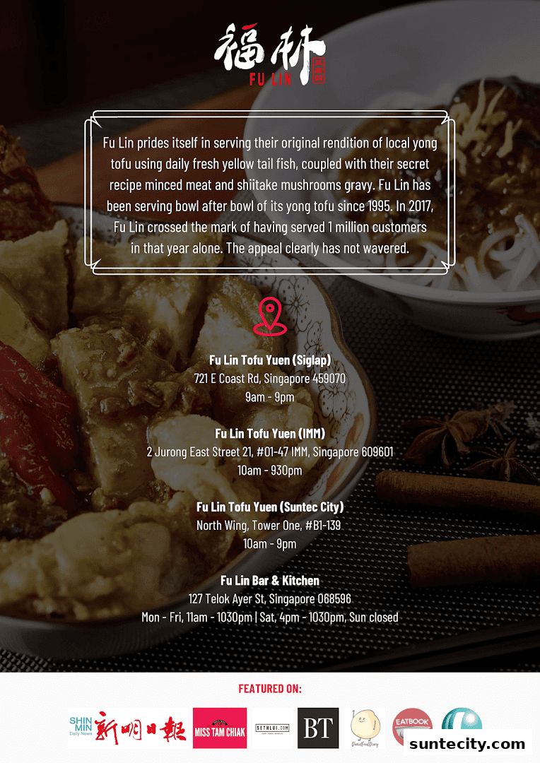 A close-up of Yong Tau Foo with a description of the restaurant and its locations.