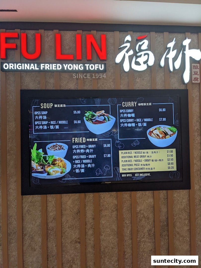 Menu page for FU LIN Yong Tau Foo