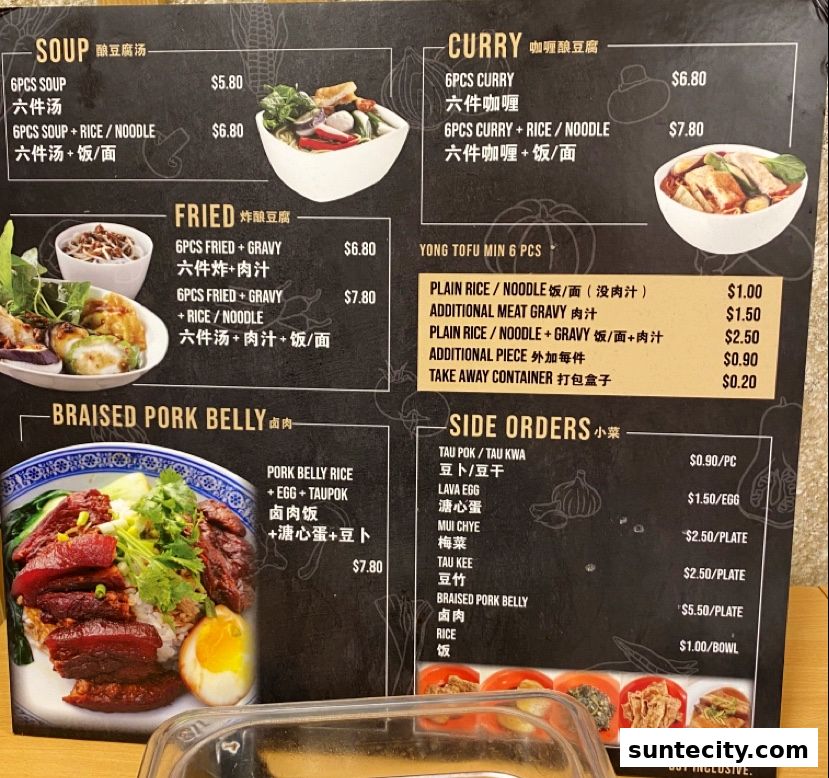 Menu page for FU LIN Yong Tau Foo