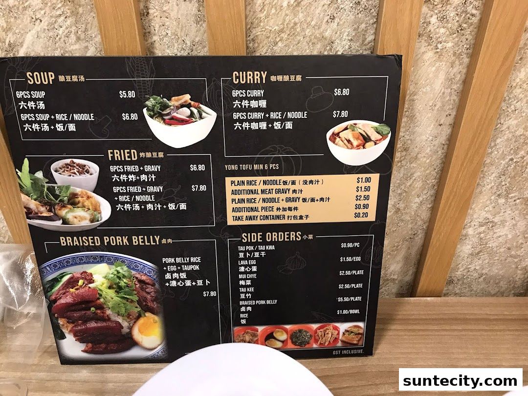 Menu page for FU LIN Yong Tau Foo