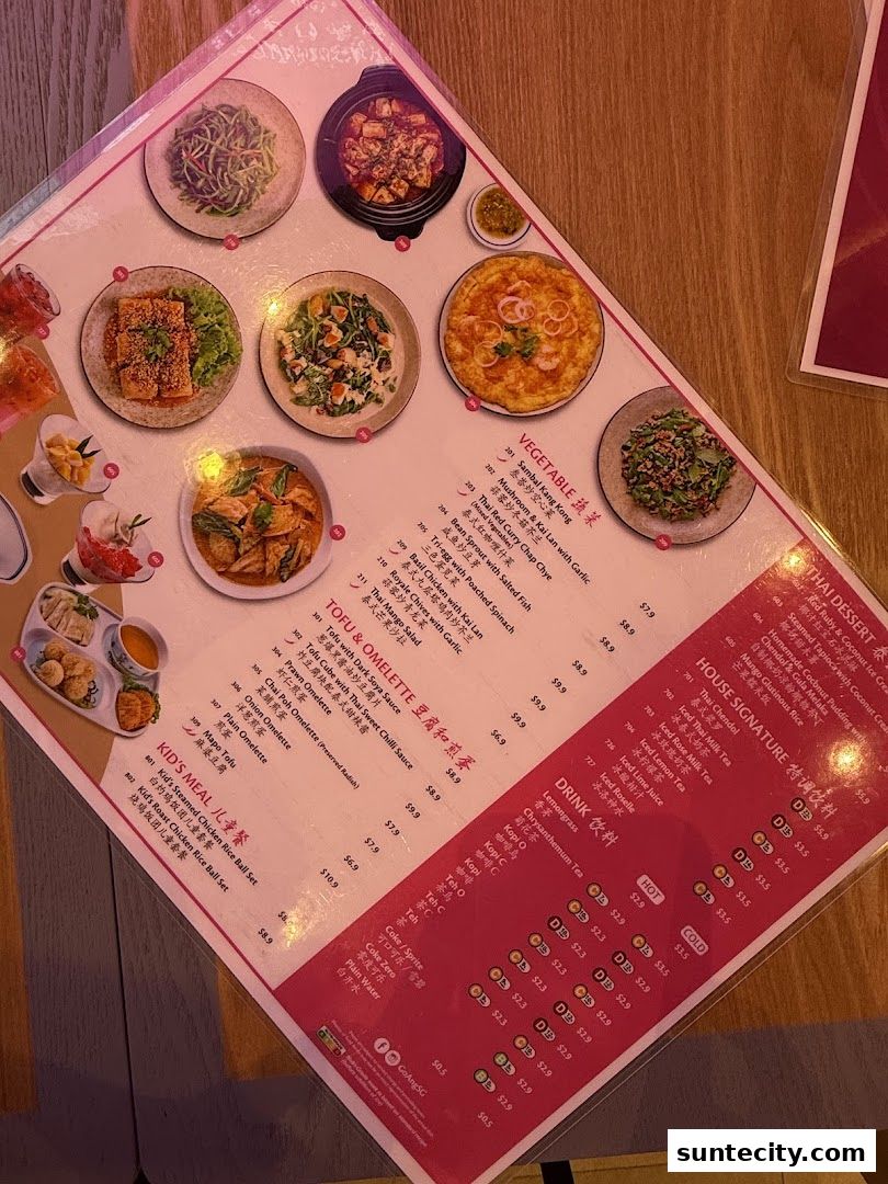 Menu page for Go-Ang Pratunam Chicken Rice Suntec City