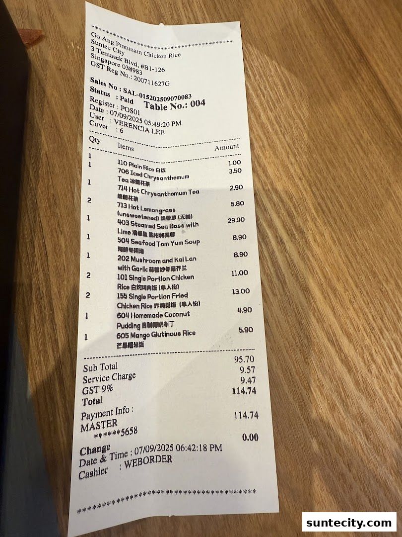 Go-Ang Pratunam Chicken Rice Suntec City