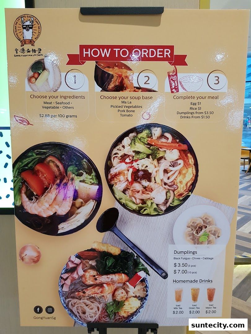 Menu page for Gong Yuan Ma La Tang 宫源麻辣烫  Suntec City