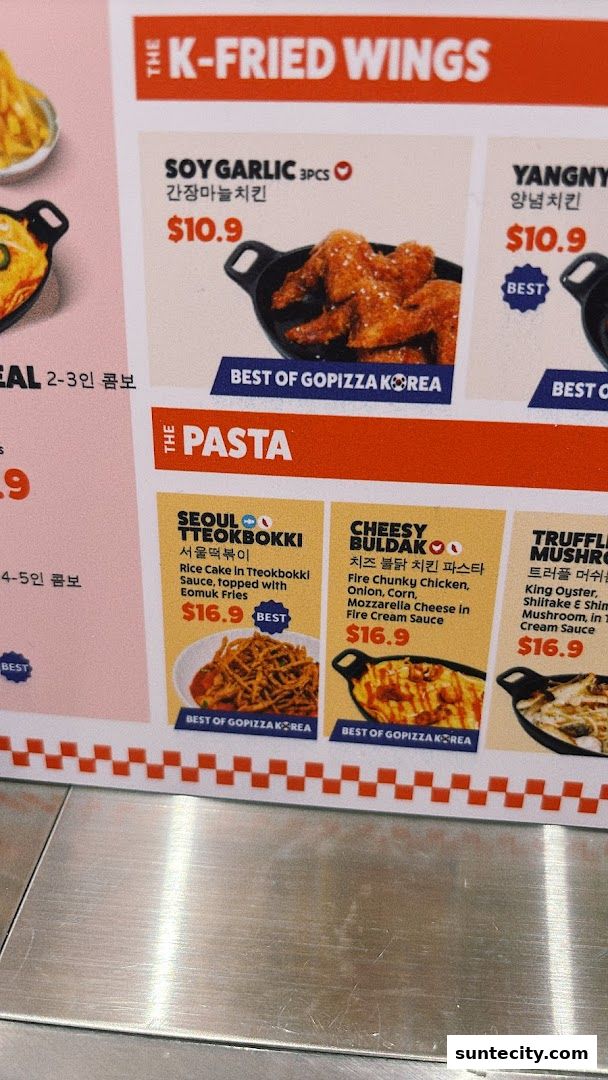 Menu page for GOPIZZA Suntec City