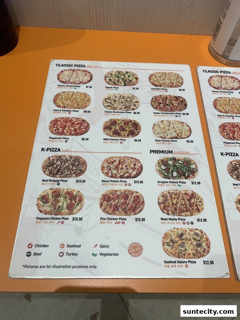Menu page for GOPIZZA Suntec City