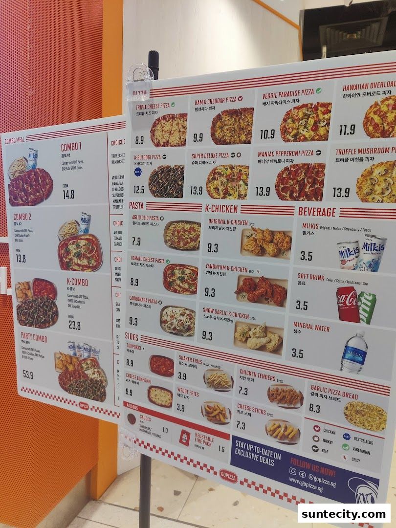 Menu page for GOPIZZA Suntec City