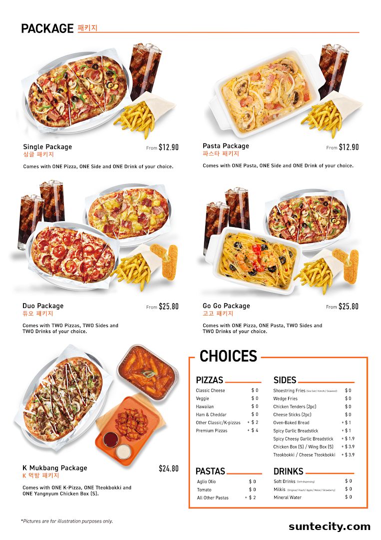 Menu page for GOPIZZA Suntec City