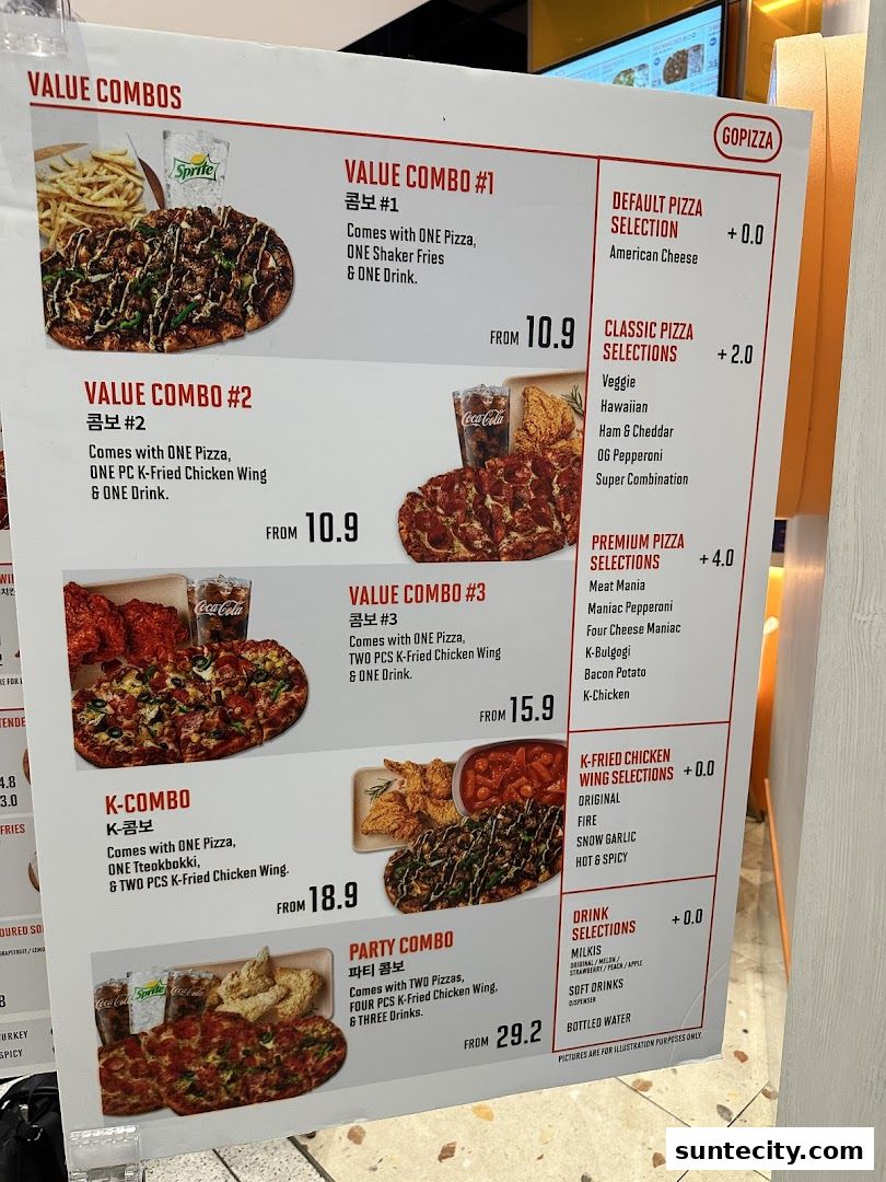 Menu page for GOPIZZA Suntec City
