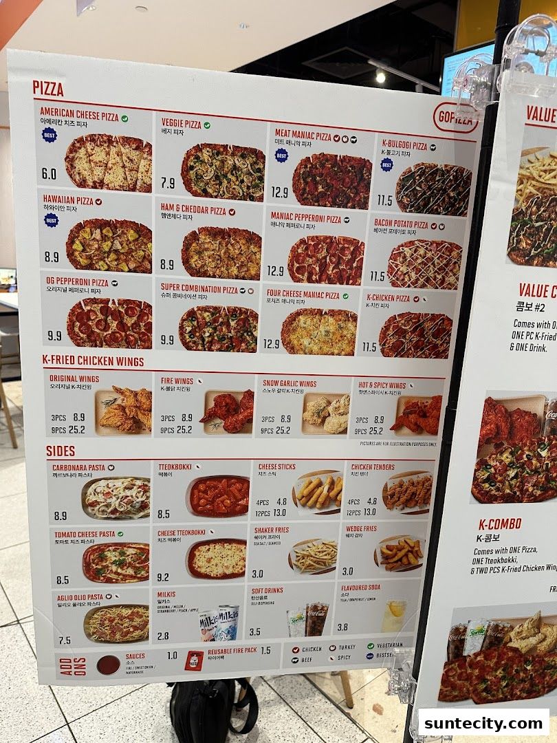 Menu page for GOPIZZA Suntec City