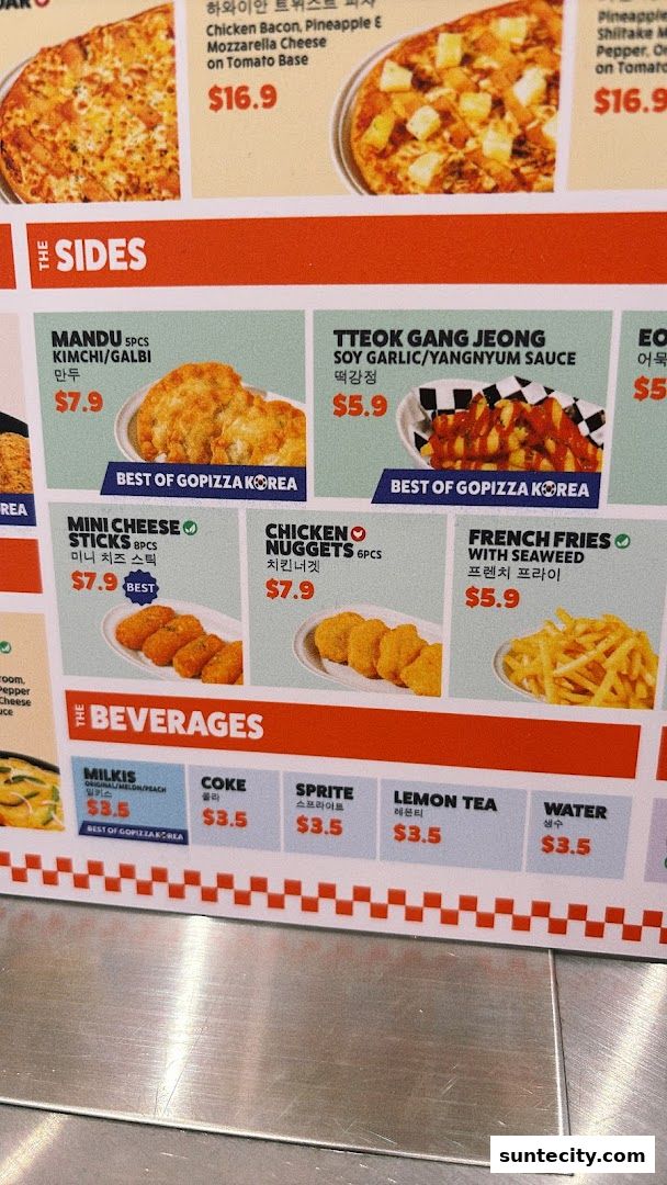 Menu page for GOPIZZA Suntec City