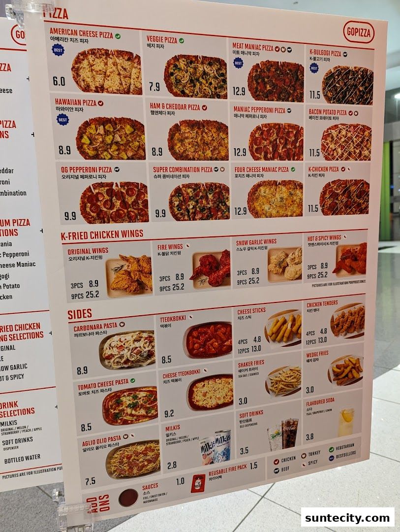 Menu page for GOPIZZA Suntec City