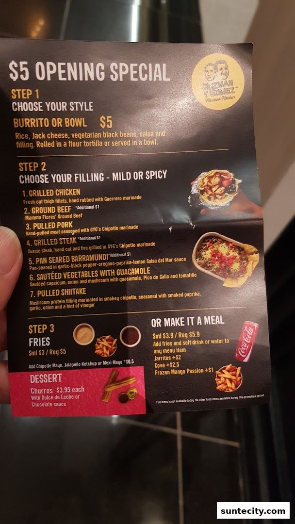 Menu page for Guzman y Gomez - Suntec City