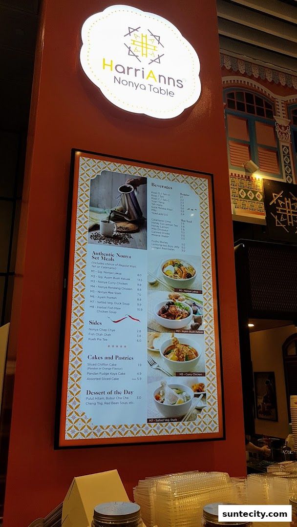 Menu page for HarriAnns Nonya Table