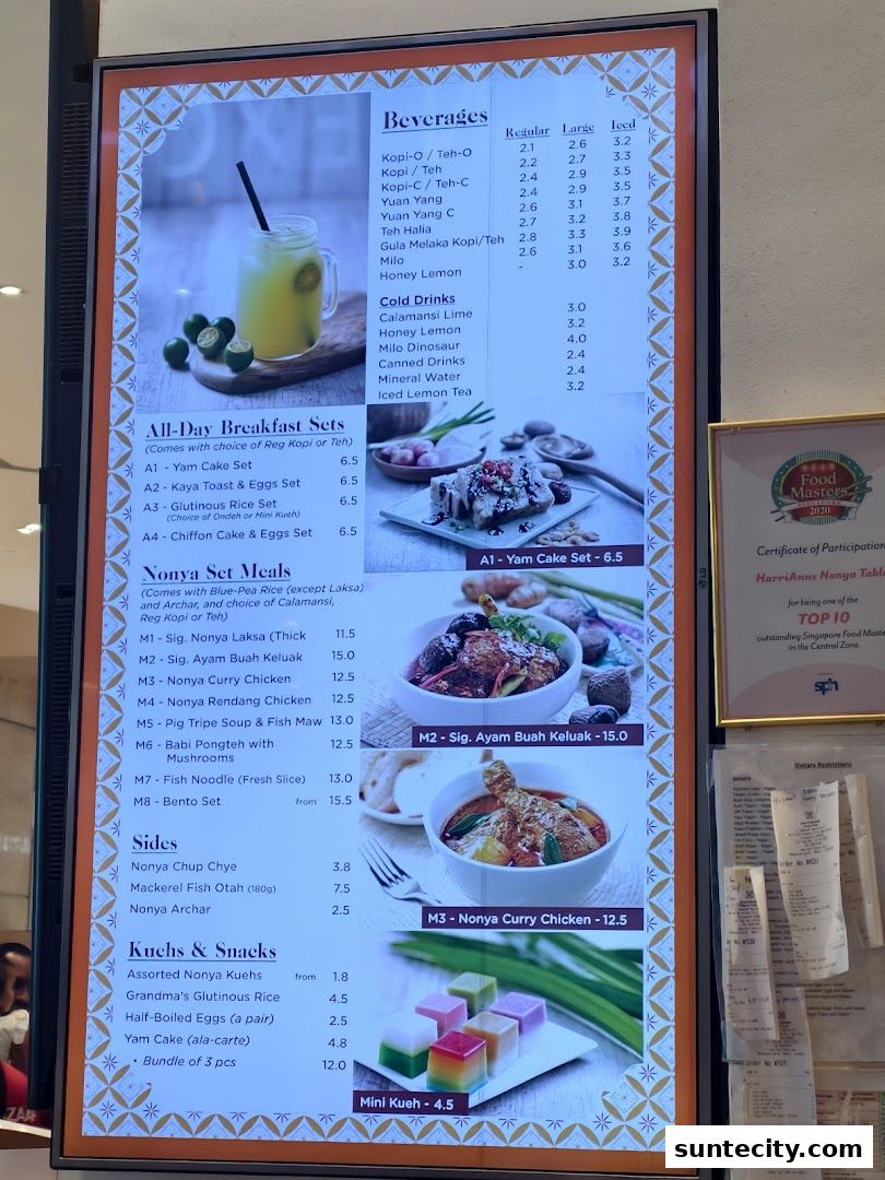 Menu page for HarriAnns Nonya Table