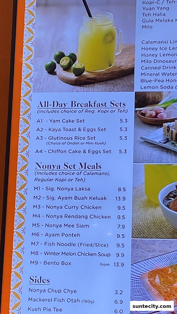 Menu page for HarriAnns Nonya Table