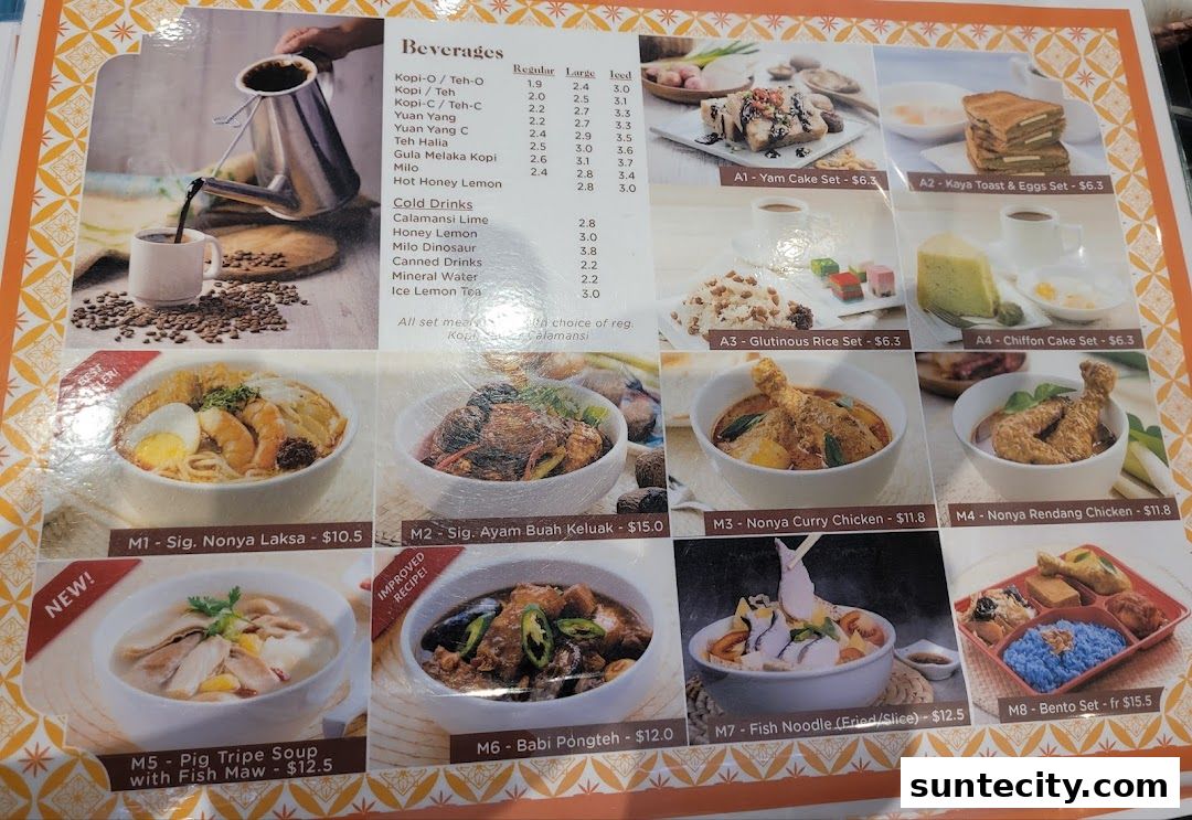 Menu page for HarriAnns Nonya Table