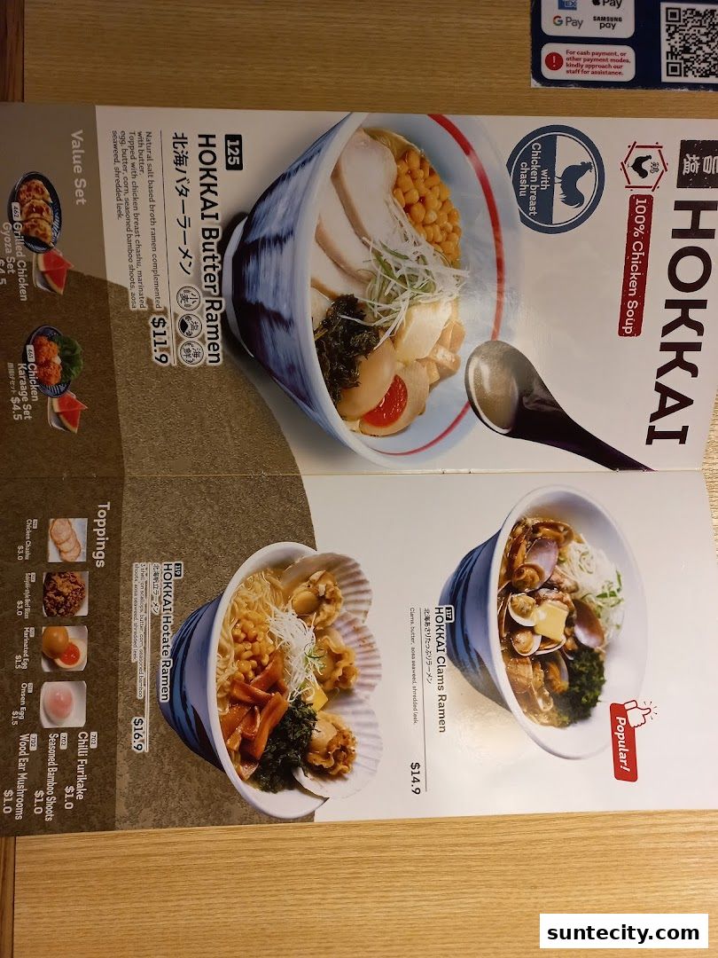 Menu page for Ichikokudo Hokkaido Ramen