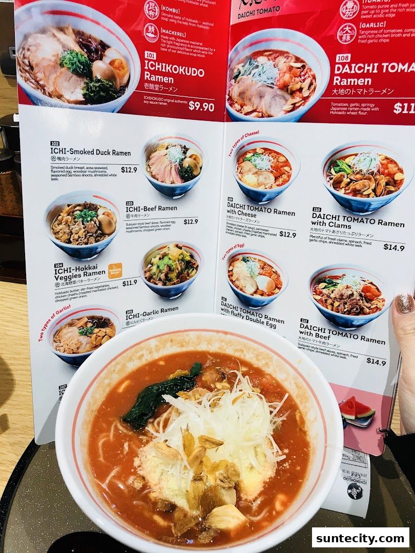 Menu page for Ichikokudo Hokkaido Ramen