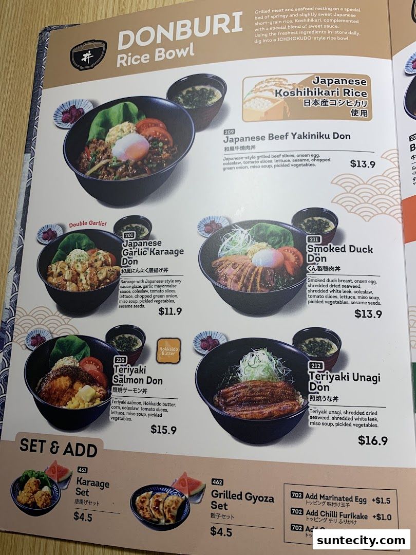 Menu page for Ichikokudo Hokkaido Ramen