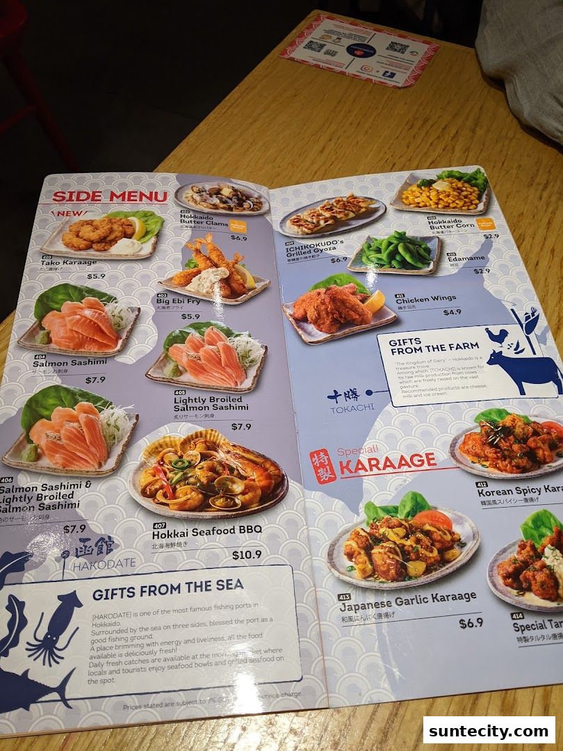 Menu page for Ichikokudo Hokkaido Ramen