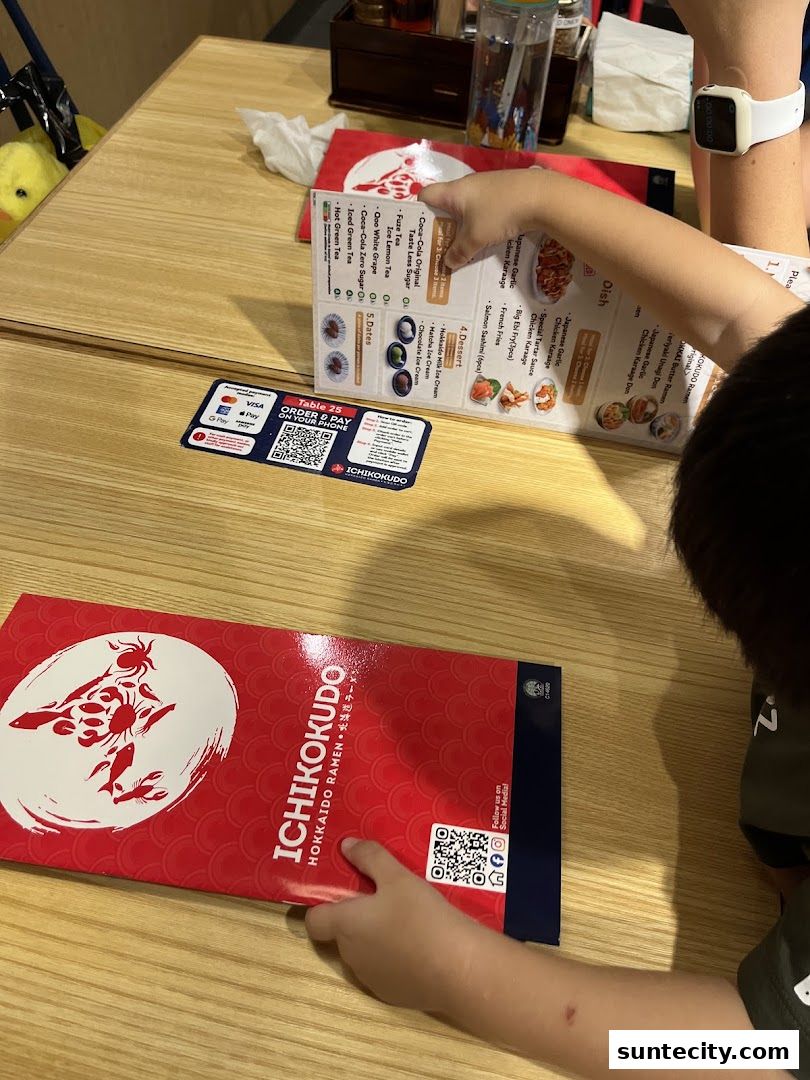 Menu page for Ichikokudo Hokkaido Ramen