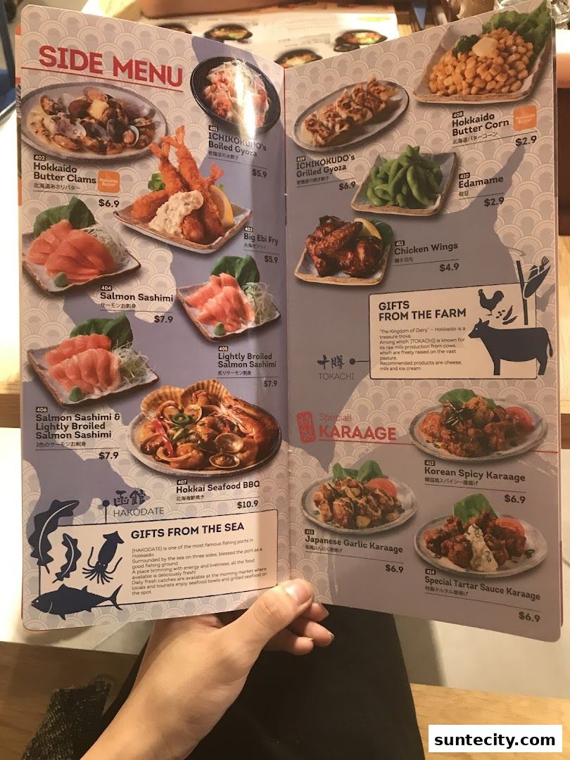 Menu page for Ichikokudo Hokkaido Ramen