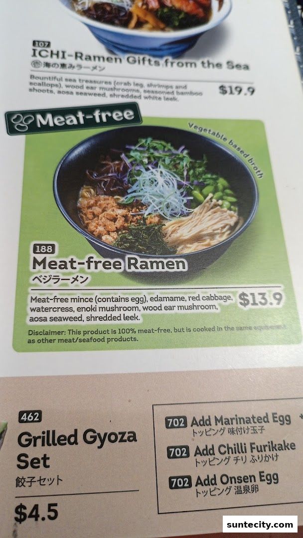 Menu page for Ichikokudo Hokkaido Ramen