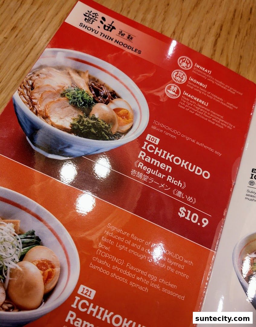 Menu page for Ichikokudo Hokkaido Ramen