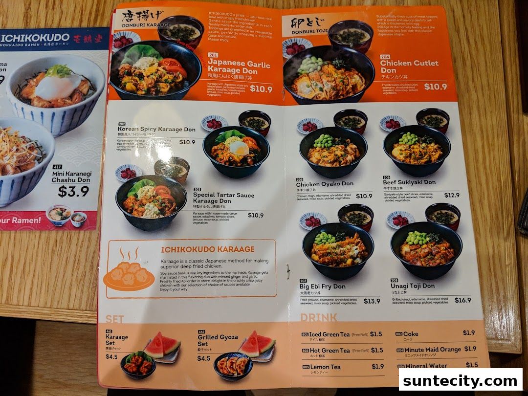 Menu page for Ichikokudo Hokkaido Ramen