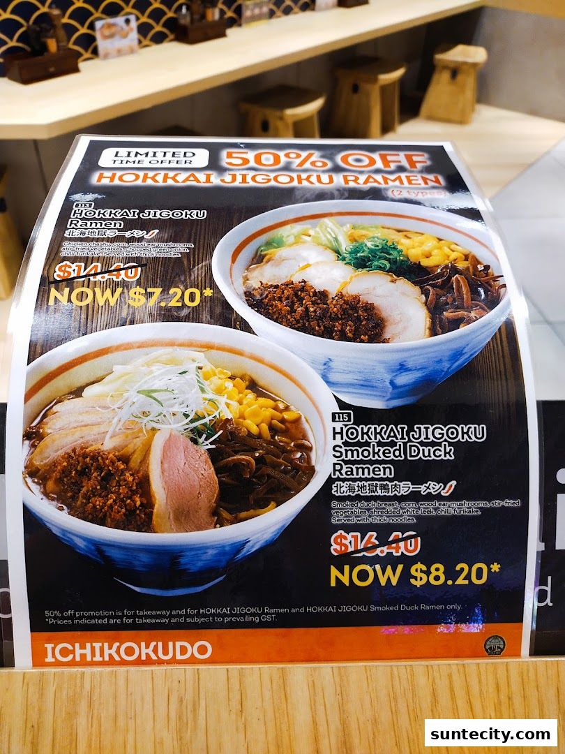 Menu page for Ichikokudo Hokkaido Ramen