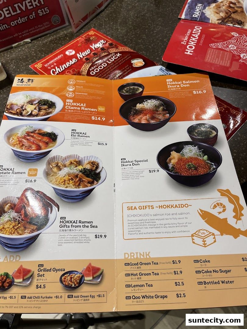Menu page for Ichikokudo Hokkaido Ramen