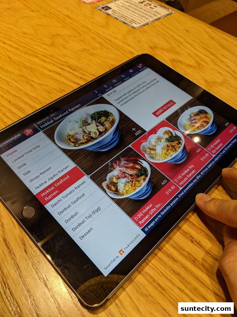 Menu page for Ichikokudo Hokkaido Ramen