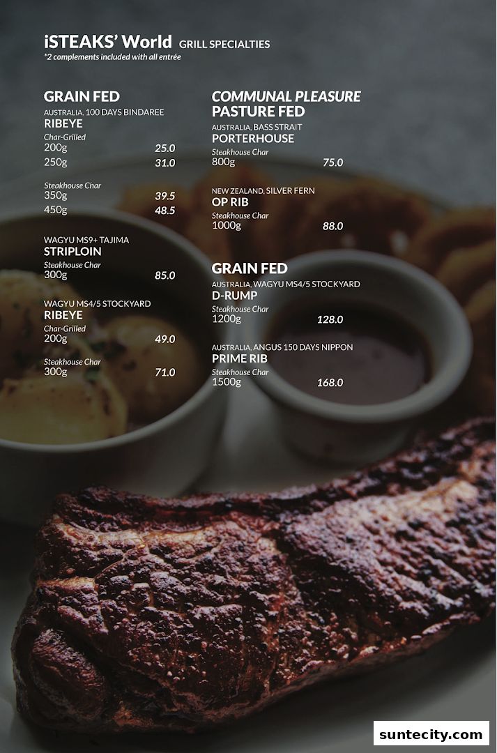 Menu page for iSTEAKS  Suntec City