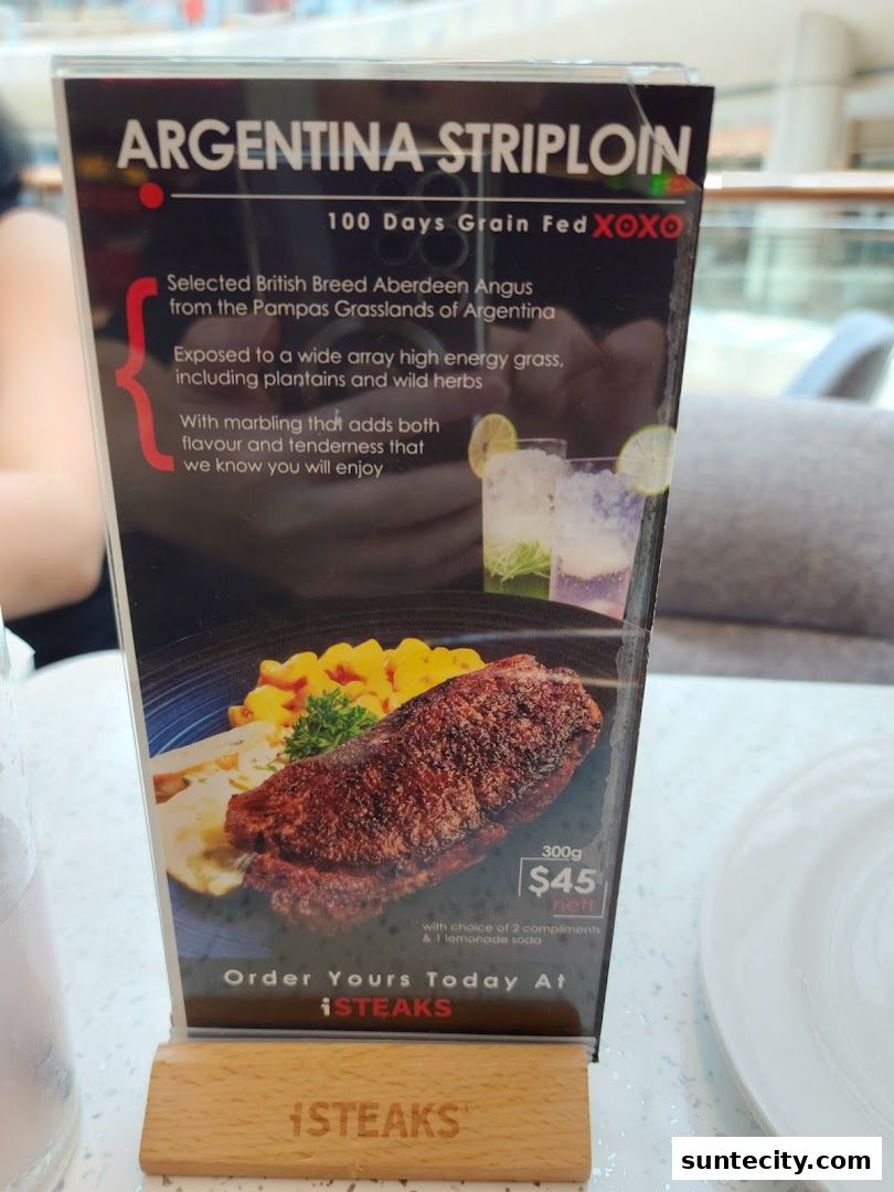 Menu page for iSTEAKS  Suntec City