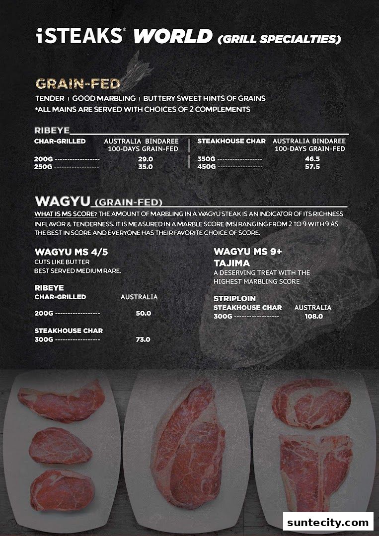 Menu page for iSTEAKS  Suntec City