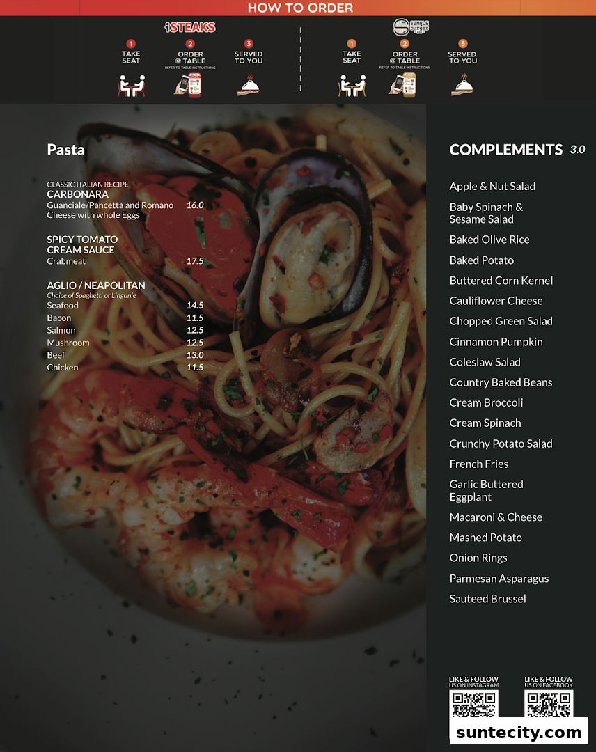Menu page for iSTEAKS  Suntec City