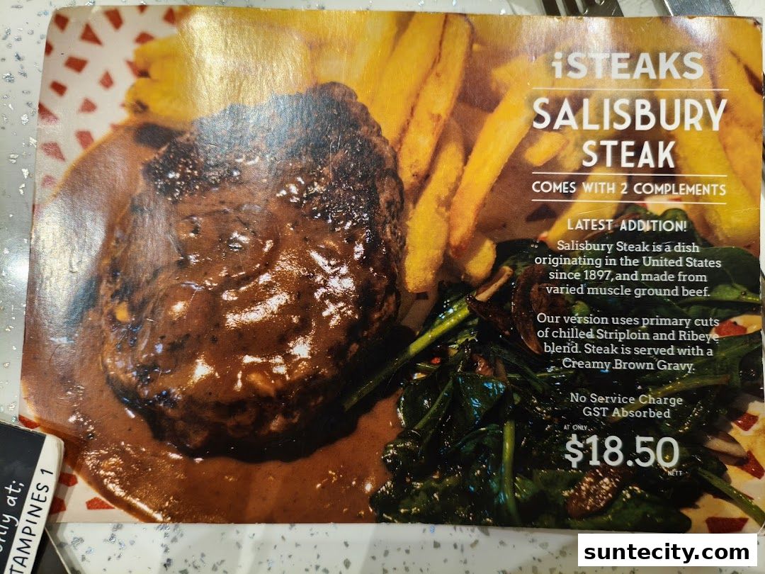 Menu page for iSTEAKS  Suntec City
