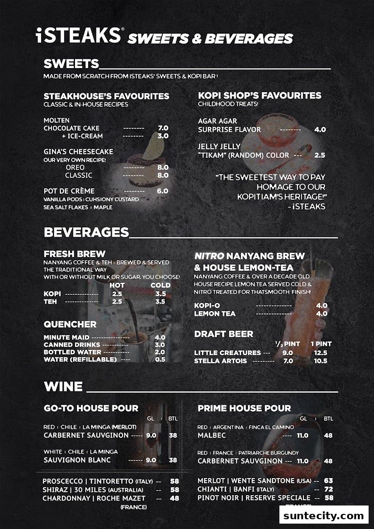 Menu page for iSTEAKS  Suntec City