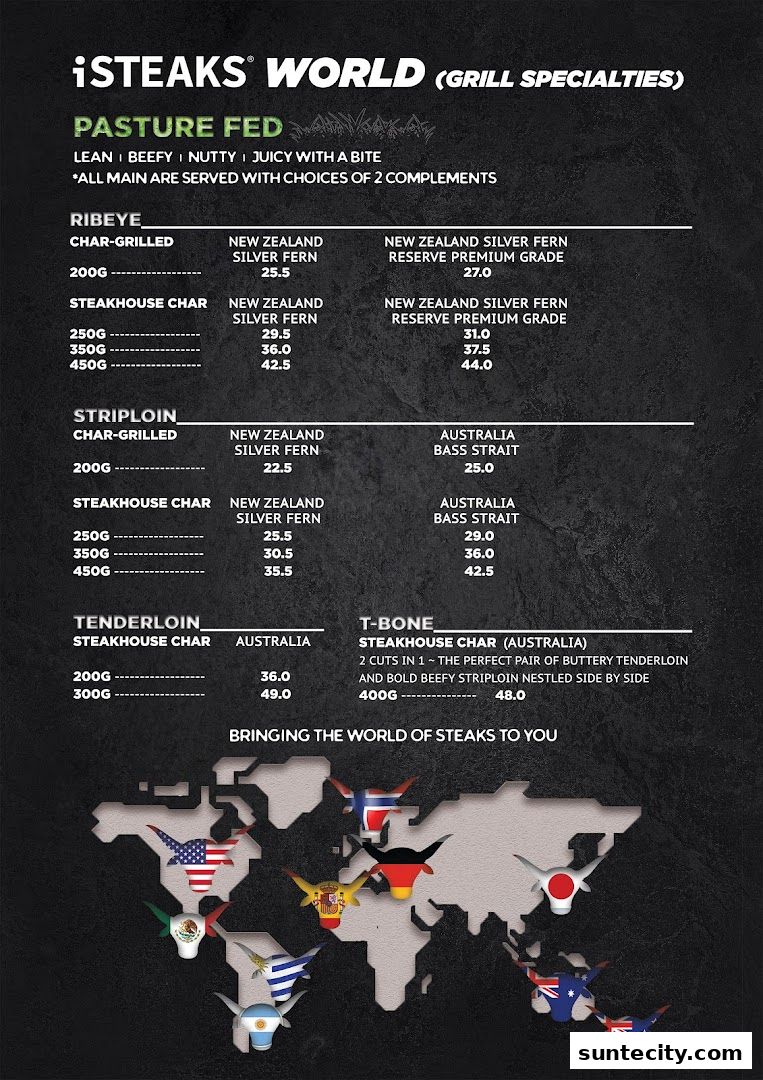 Menu page for iSTEAKS  Suntec City
