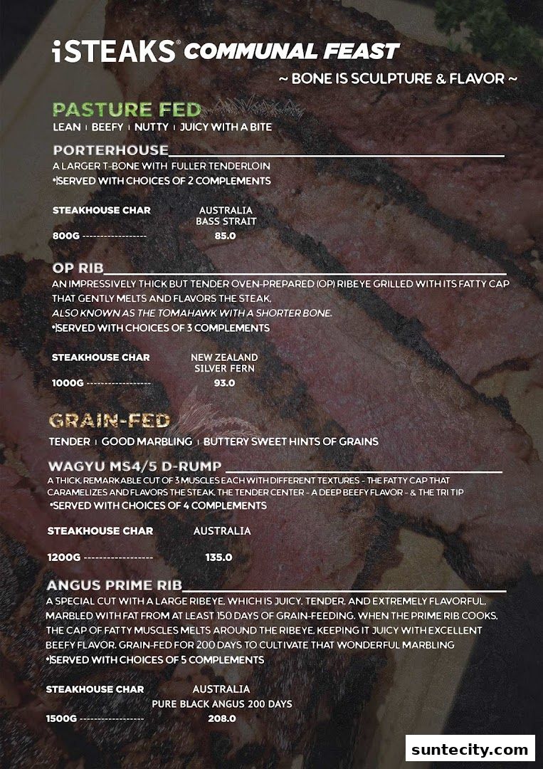 Menu page for iSTEAKS  Suntec City