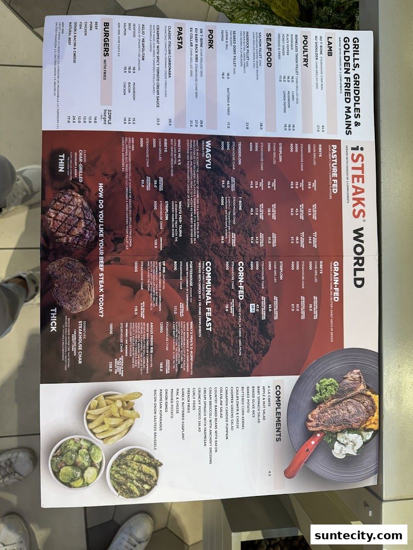 Menu page for iSTEAKS  Suntec City