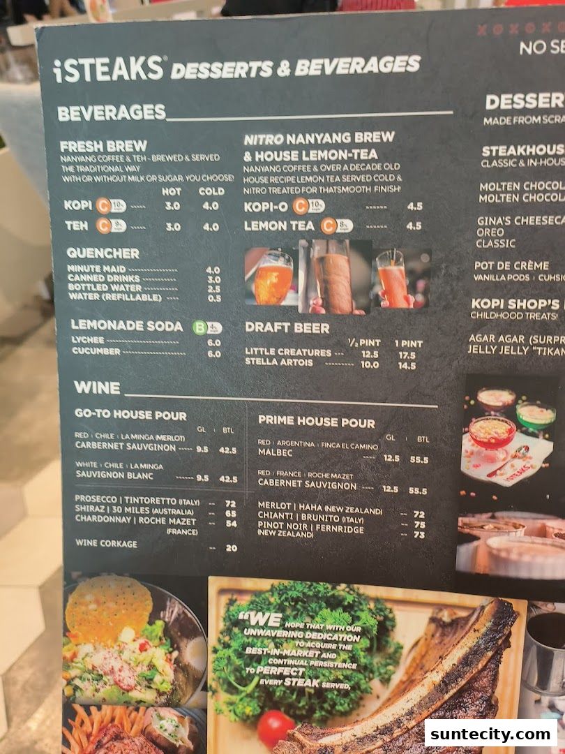 Menu page for iSTEAKS  Suntec City